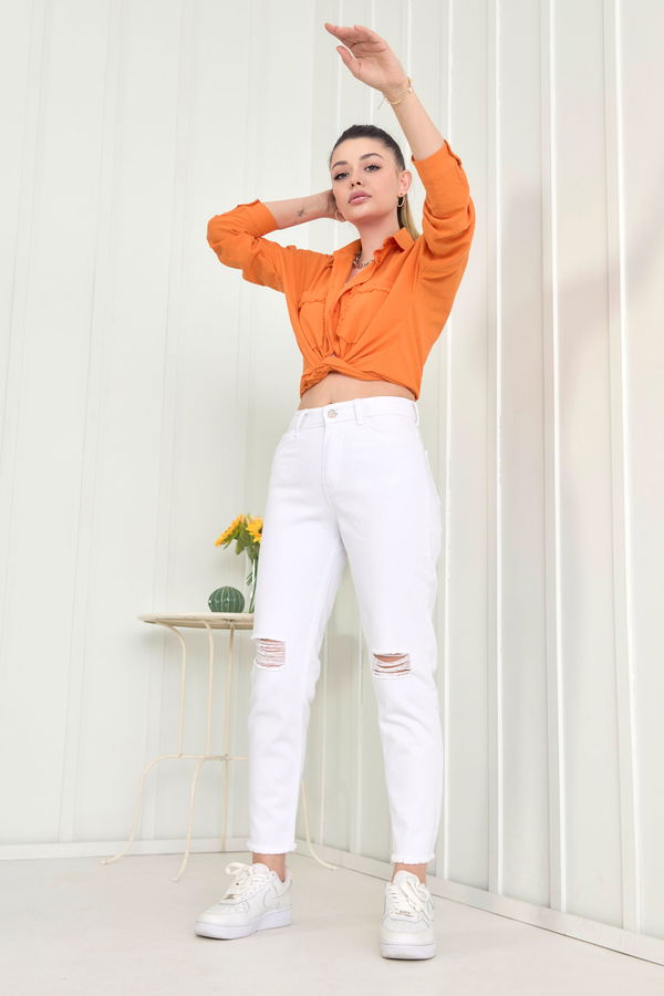 Gabardin Pantolon Beyaz - 11603