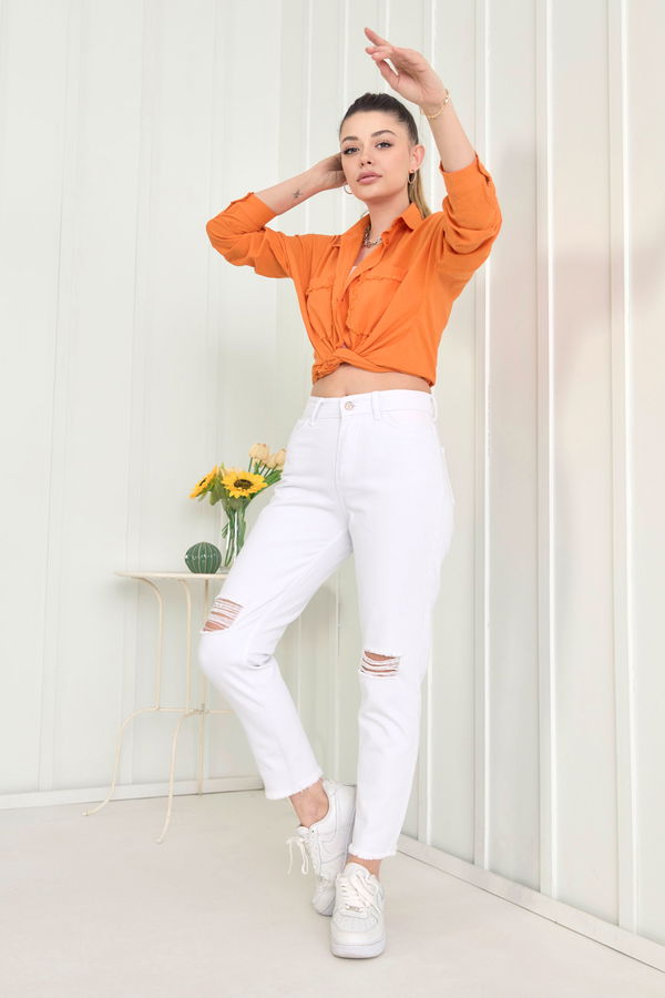 Gabardin Pantolon Beyaz - 11603