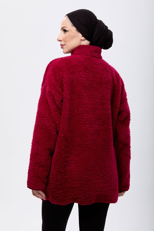 Peluş Sweat Bordo - 13083