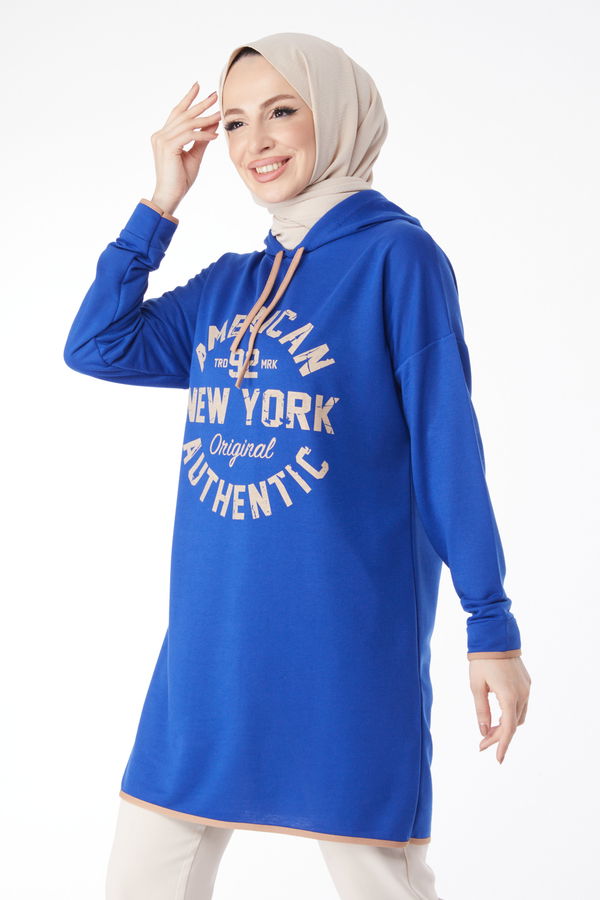 Önü Baskılı Sweatshirt Saks - 13130