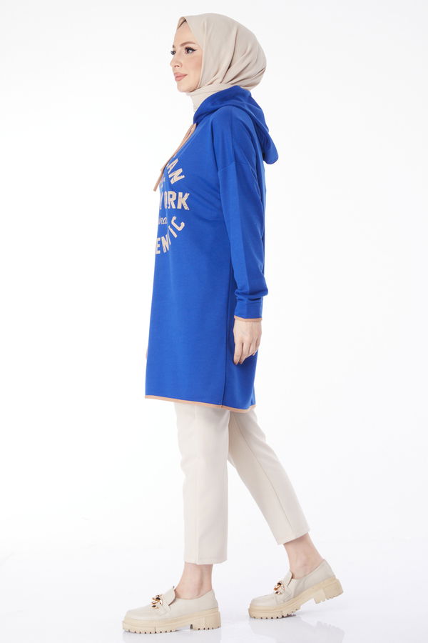 Önü Baskılı Sweatshirt Saks - 13130