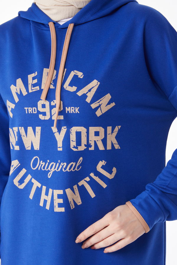 Önü Baskılı Sweatshirt Saks - 13130