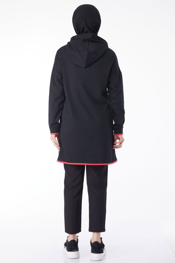 Önü Baskılı Sweatshirt Siyah - 13130