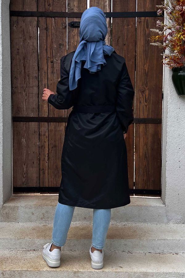 21257-SIYAH Trençkot