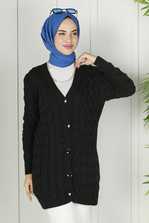 21755-SIYAH Triko Hırka