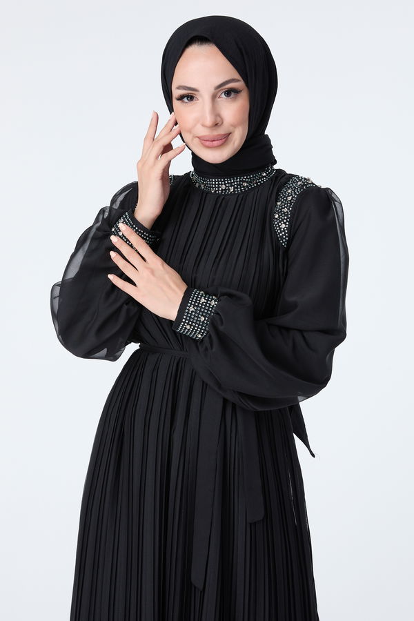 23425-SIYAH Abiye Elbise