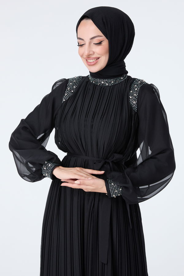 23425-SIYAH Abiye Elbise