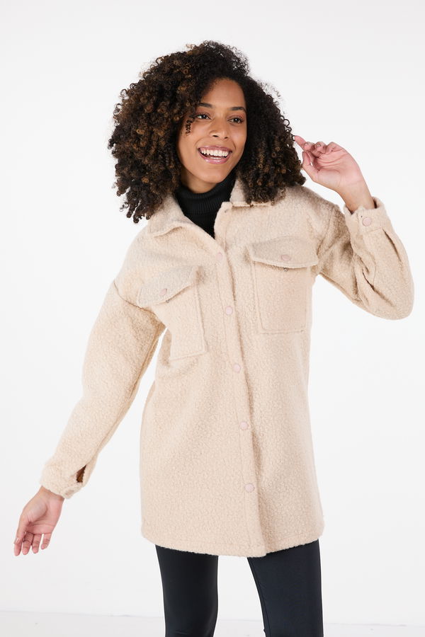 Kaşe Kaban Krem - 23436