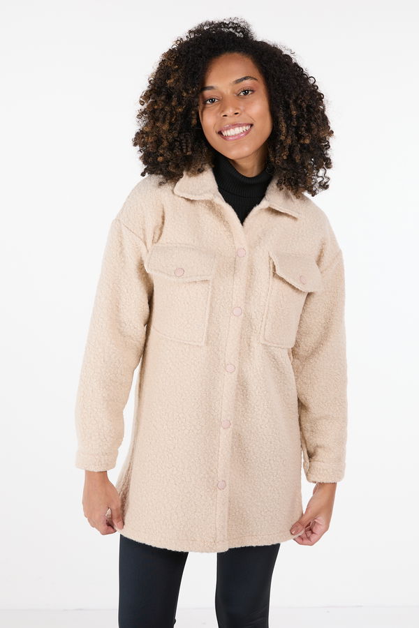 Kaşe Kaban Krem - 23436