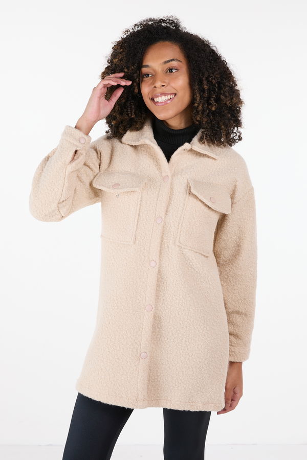 Kaşe Kaban Krem - 23436