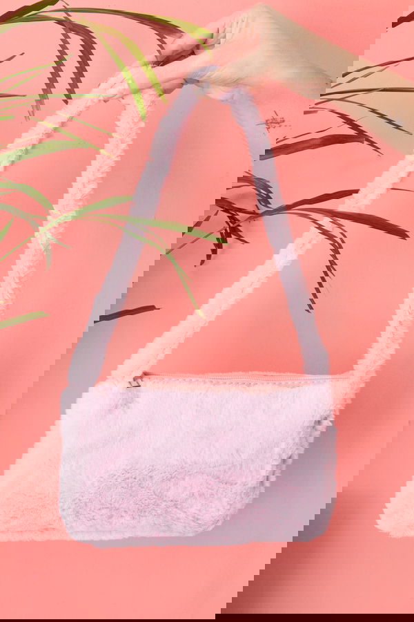 23629-PEMBE Peluş Çanta