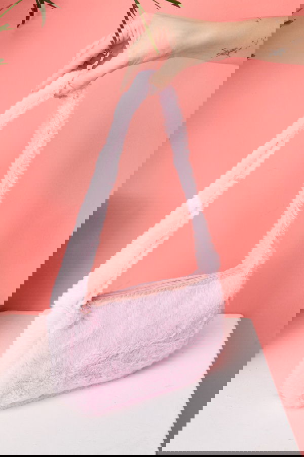 23629-PEMBE Peluş Çanta