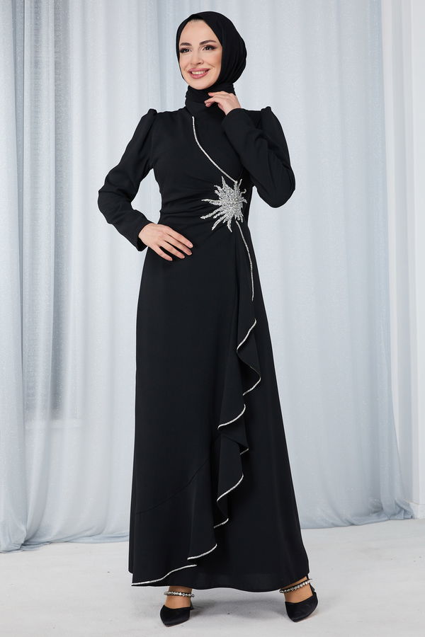 23652-SIYAH Abiye Elbise