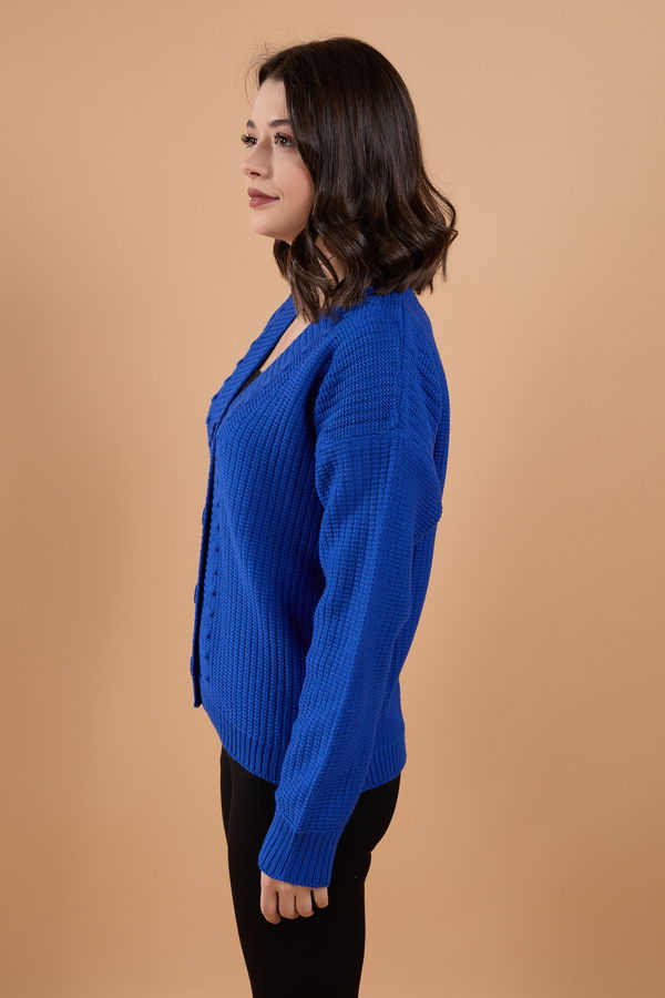 Triko Hırka Saks - 23768