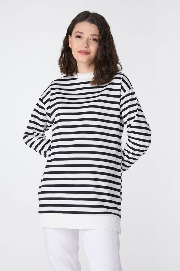 Çizgili Tunik Siyah - 23891