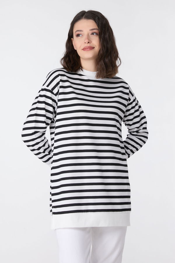 Çizgili Tunik Siyah - 23891