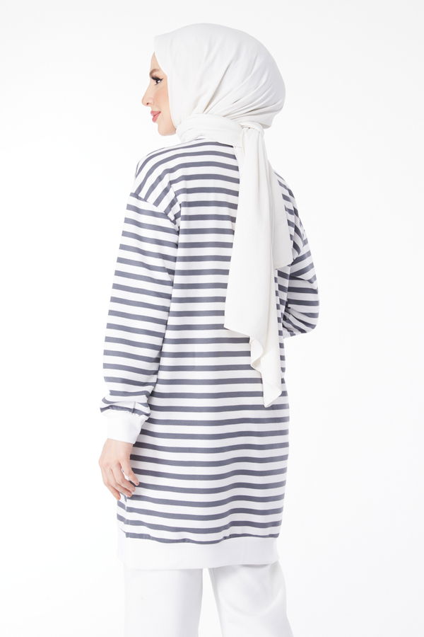 23925-FUME Çizgili Tunik