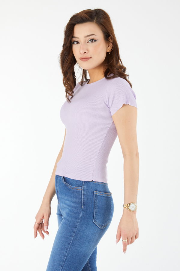Kısa Kollu Bluz Lila - 24437