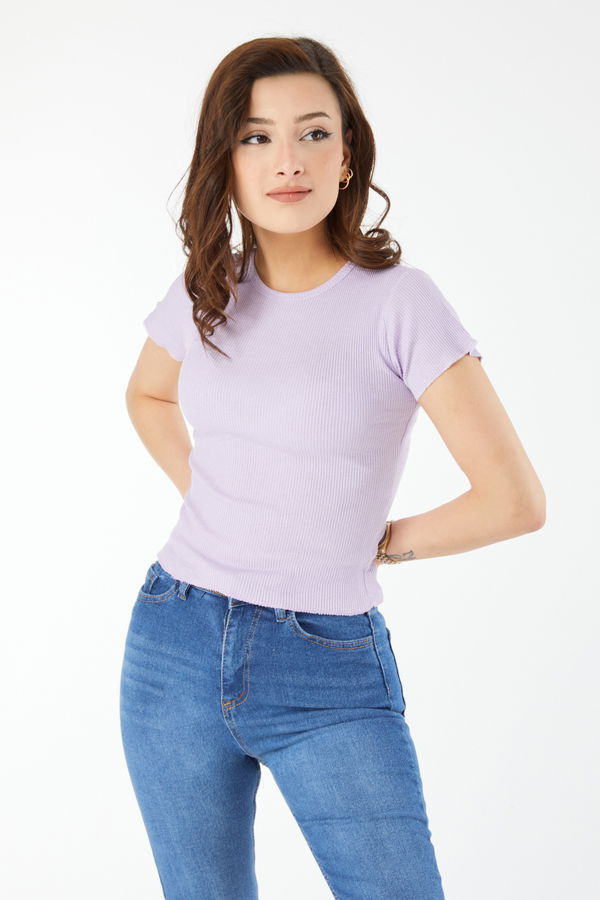 Kısa Kollu Bluz Lila - 24437