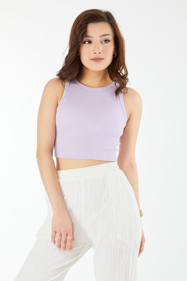 Kısa Kollu Crop Lila - 24438