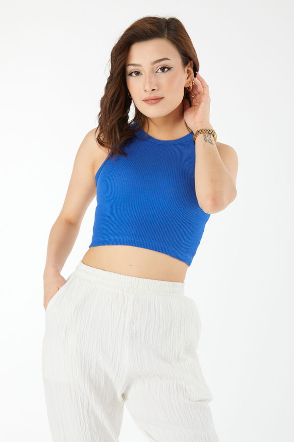 Kısa Kollu Crop Saks - 24438