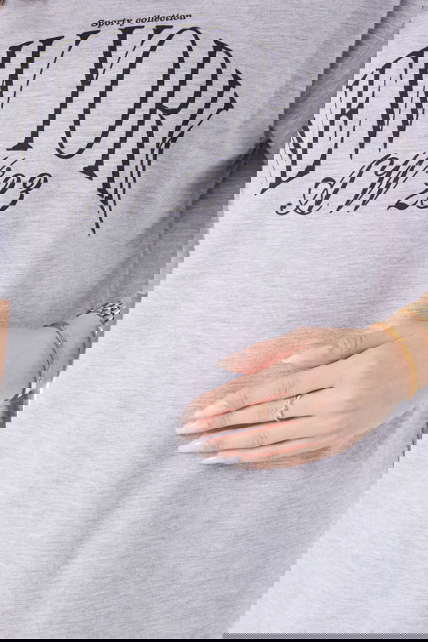 Kısa Kollu Baskılı T-shirt Gri - 24629