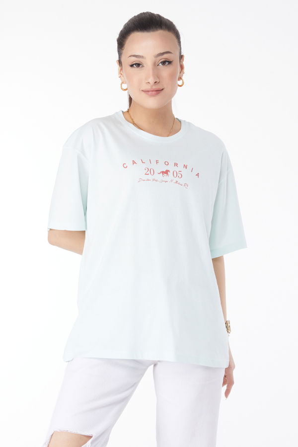 Kısa Kollu Baskılı T-shirt Mint - 24632