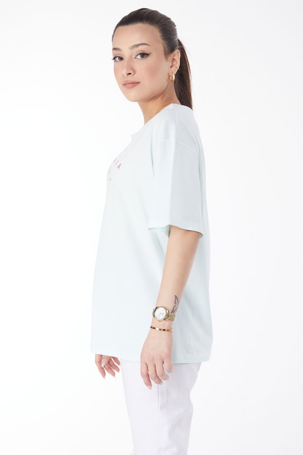 Kısa Kollu Baskılı T-shirt Mint - 24632