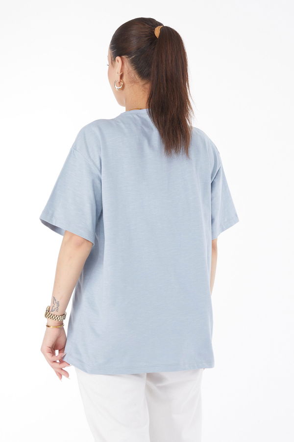 Kısa Kollu Baskılı T-shirt Bebe Mavi - 24634