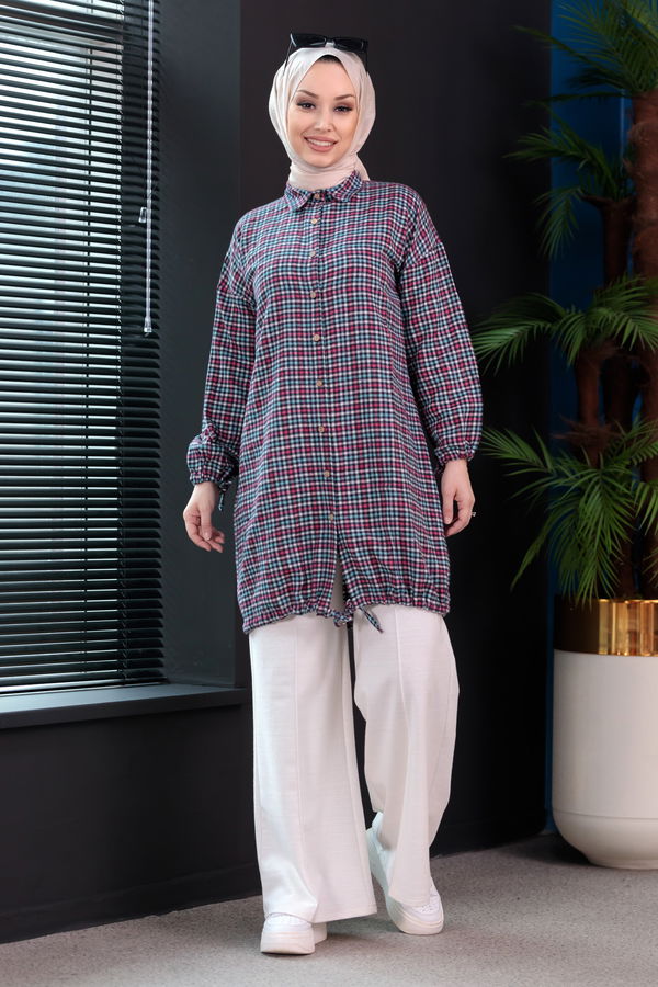 7658 MAVI-FUSYA Tunik