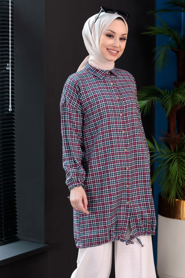 7658 MAVI-FUSYA Tunik