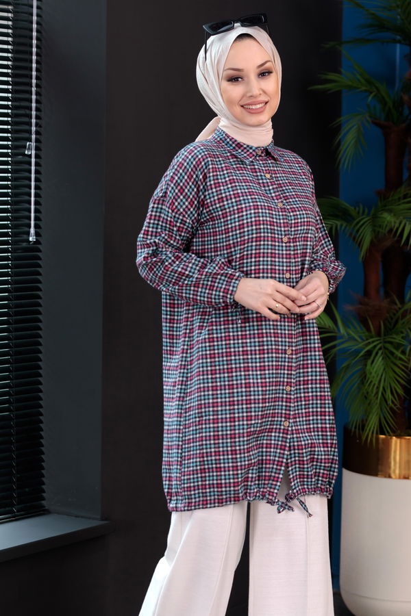 7658 MAVI-FUSYA Tunik