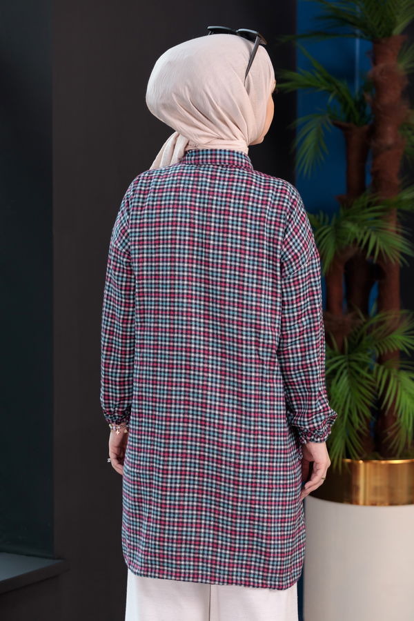 7658 MAVI-FUSYA Tunik