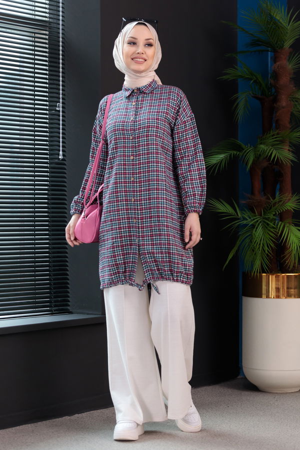 7658 MAVI-FUSYA Tunik