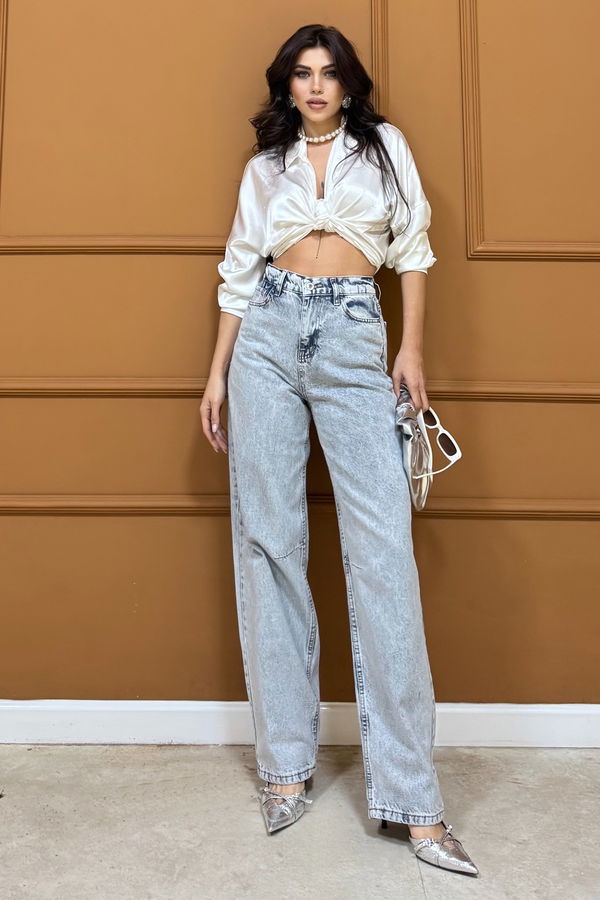 Baggy Kot Pantolon Buz Mavi - 26755