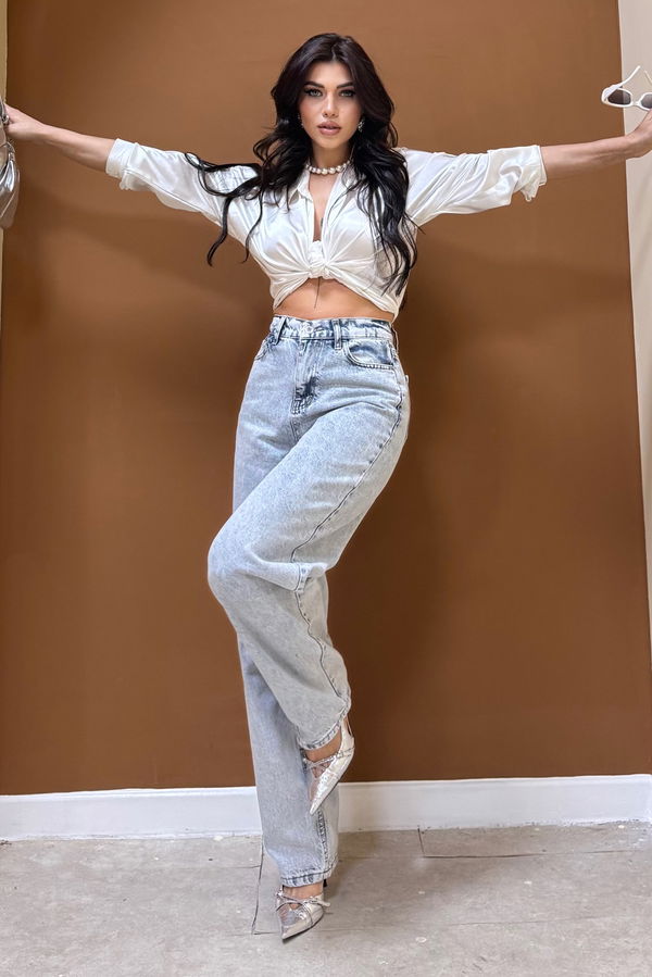 Baggy Kot Pantolon Buz Mavi - 26755