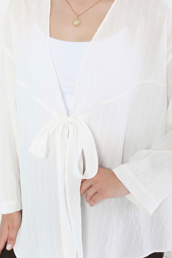 Bağlamalı Kimono D1 Beyaz - 27388