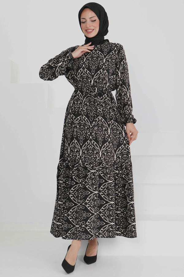 Belden Bağlamalı Elbise - 27496