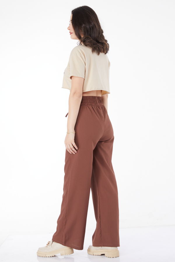 Beli Lastikli Pantolon Kahve - 27074