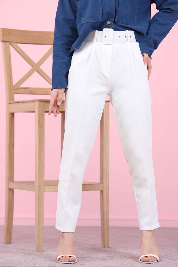 Belted Pants White - 8503