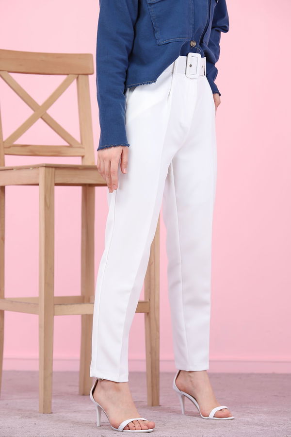 Belted Pants White - 8503