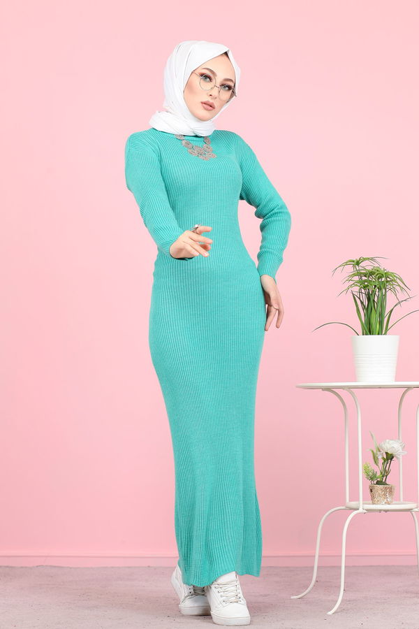 Bogazlı Triko Elbise Mint - 8142