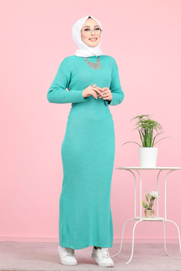 Bogazlı Triko Elbise Mint - 8142