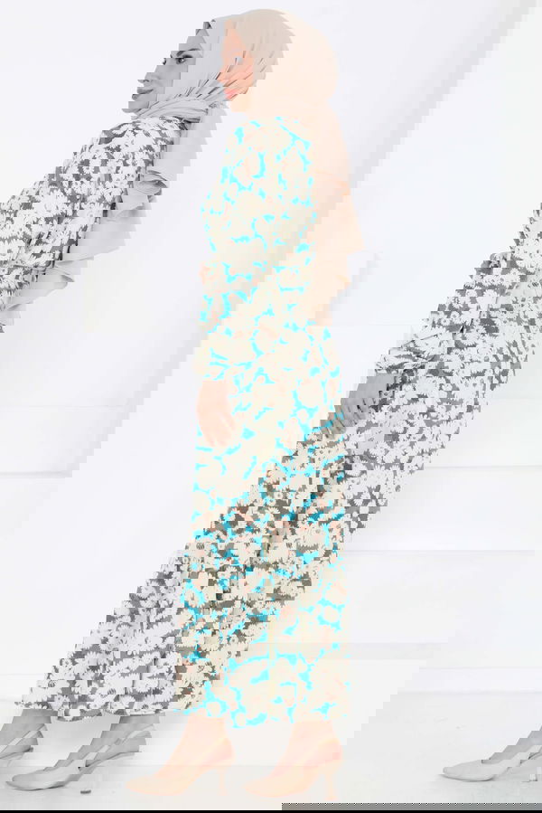 Çiçek Desenli Elbise Mint - 27190