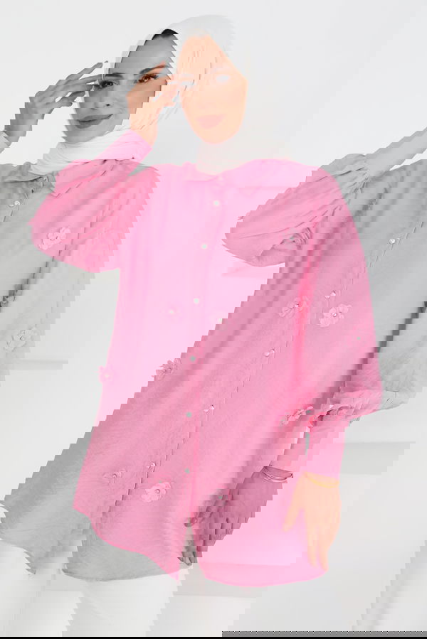 Çiçekli Tunik Pembe - 27272
