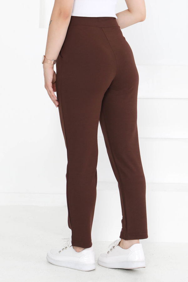 Çift Düğmeli Spor Pantolon Kahve - 27352