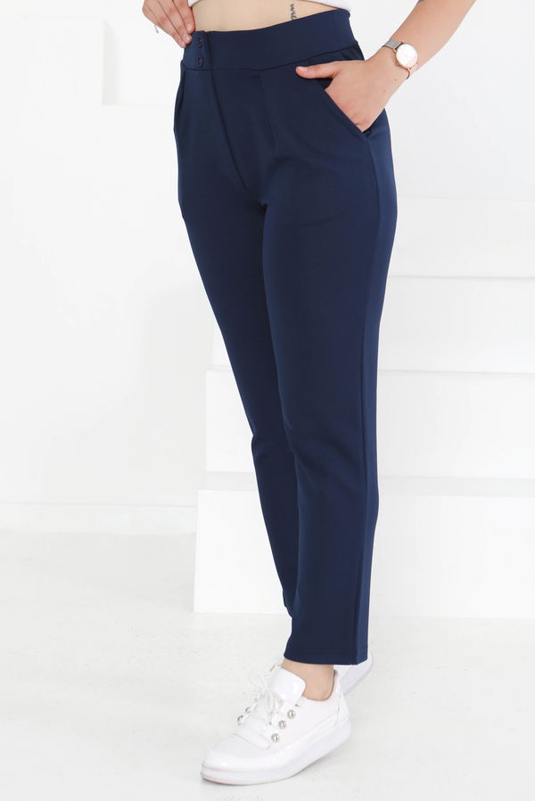 Çift Düğmeli Spor Pantolon Lacivert - 27352
