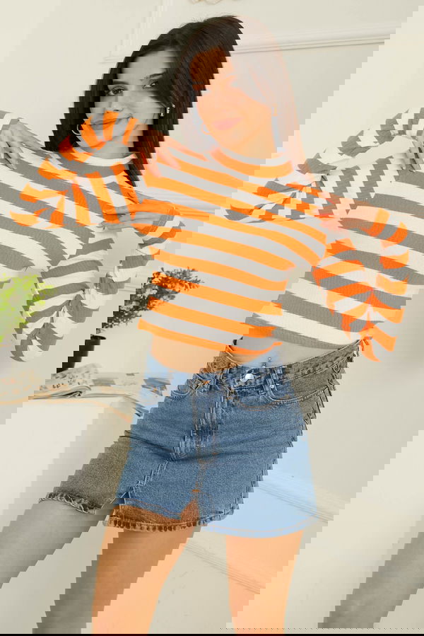 Çizgili Crop Bady - 26772