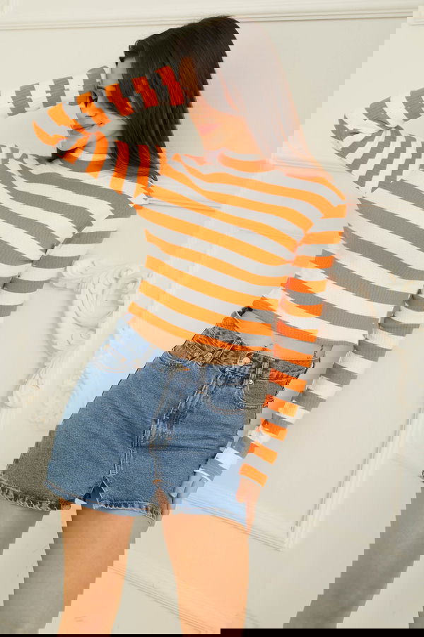 Çizgili Crop Bady - 26772