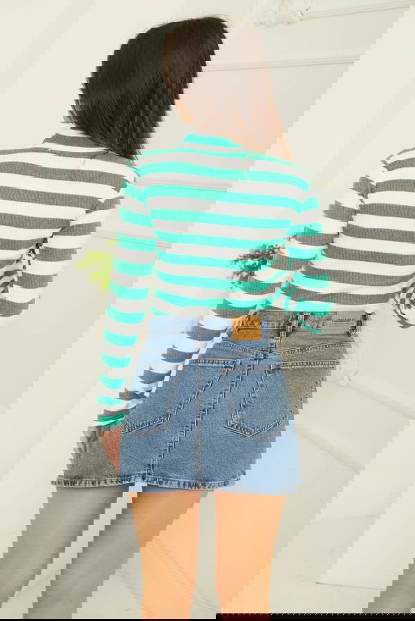 Çizgili Crop Bady - 26772